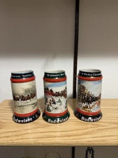 Budweiser Beer Steins Anheuser Busch Collector's Series Lot of 3 1990 1991 1992