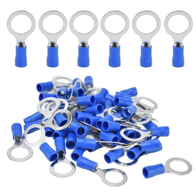 50Pcs Isolierte Ring Terminals Elektrische Draht Crimp Anschlüsse Kupfer