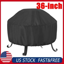 36-inch Round Fire Pit Cover 30" Outdoor Waterproof UV Protector Cover, Black