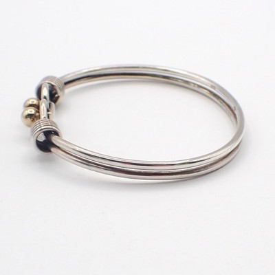 Tiffany & Co. Double Hook and Eye Bangle Bracelet Gold 750/Silver