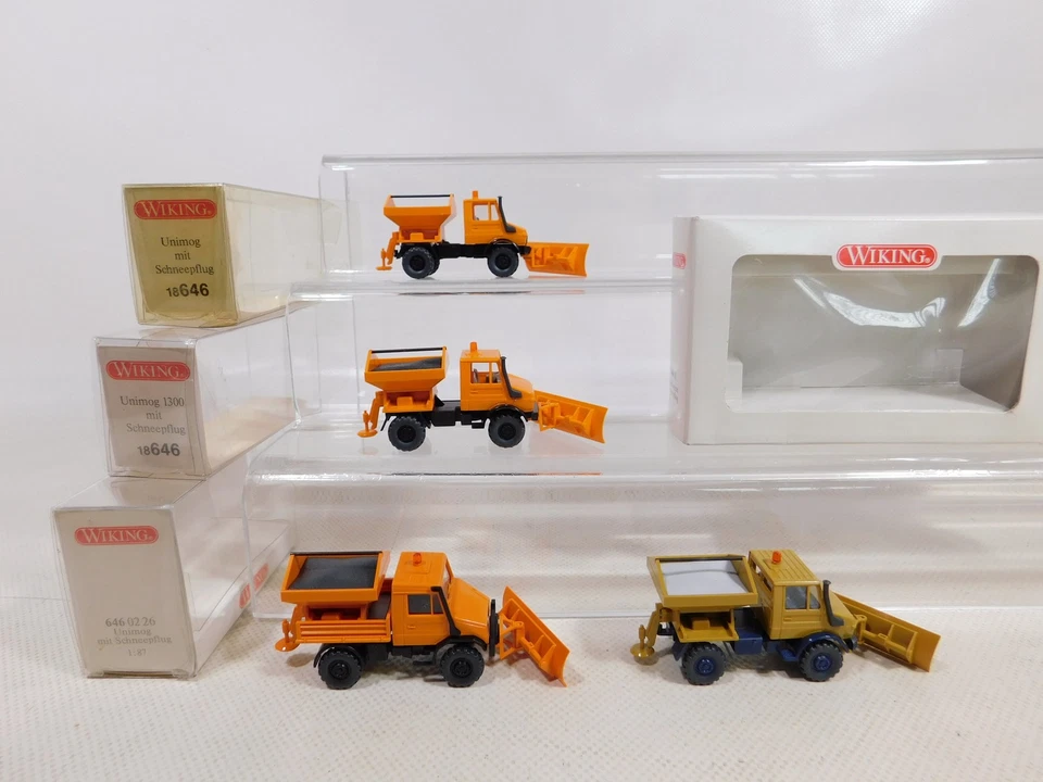 4X Wiking H0 1:87 646 Modello Comunale Unimog Con Pala Neve Mint+Box #ED465-0,5 - Immagine 2 di 4