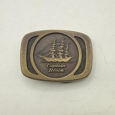 Vintage Captain Black Pipe Tobacco Solid Brass Belt Buckle USA Ship Collectible