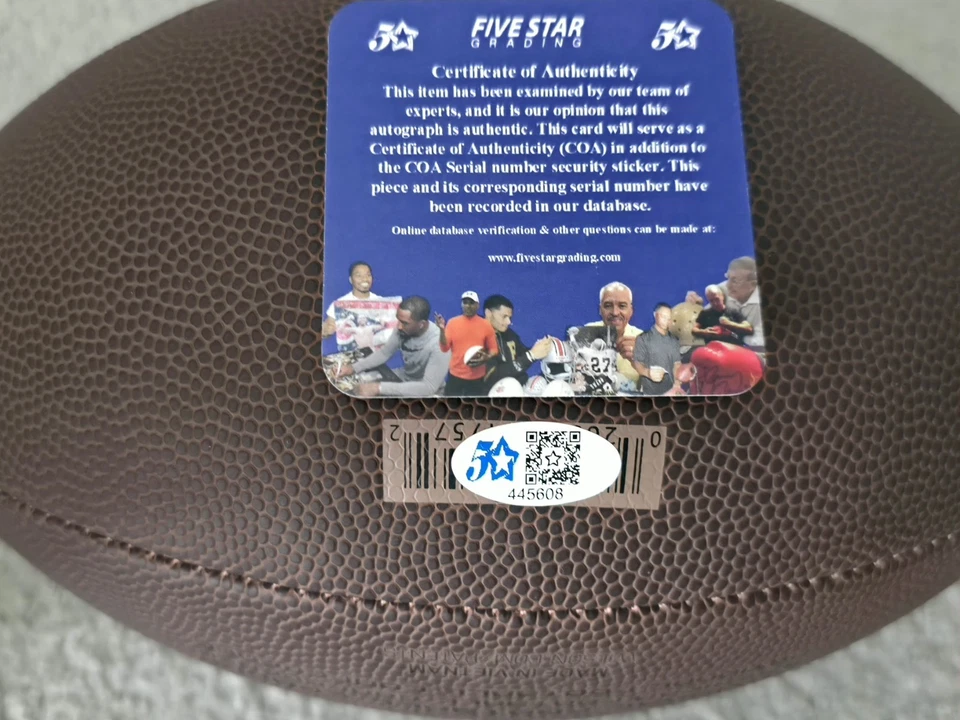 🔥 Fútbol americano tamaño completo firmado por Bo Jackson con certificado de autenticidad ¡GUAU! Raiders Foto 2 de 3