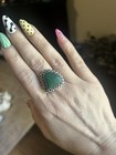 Vintage Malachite Trillion Gemstone .925 Sterling Silver Ring Sz 9 Estate Taxco — photo 1
