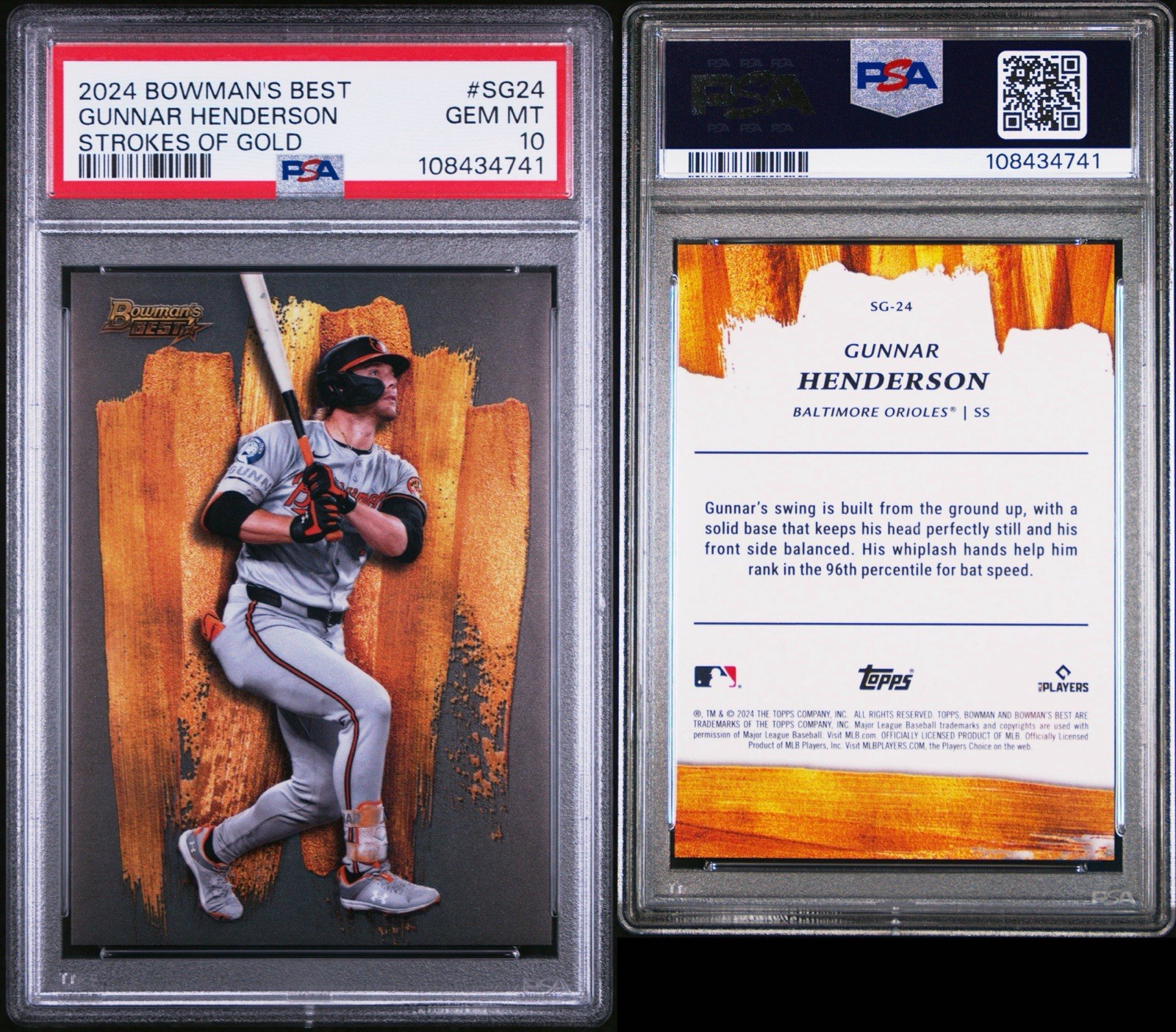💎2024 BOWMAN'S BEST STROKES OF GOLD SG24 GUNNAR HENDERSON PSA 10 | send offers!