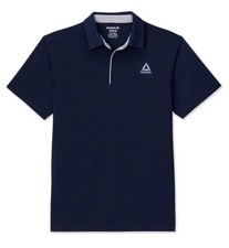 REEBOK Mens Performance Polo Shirt Navy Blue Size Small Moisture Management New