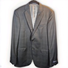 Hart Schaffer Marx Men’s Blazer Size 42 L Gray Plaid 2 Button Made In USA NWT