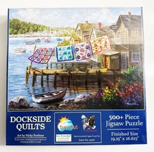 PUZZLE SUNSOUT "DOCKSIDE QUILTS" 500 + LARGE PIECE 19.25 X 26.62 (NEW SEALED)
