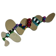 VTG LizTech 88 Snake brooch pin Signed Flashy Figural mirror pop art Liz Tech