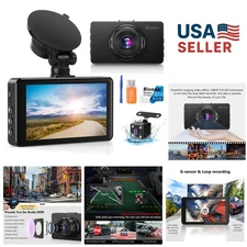 Front and Rear Dash Camera with 32G Card - Loop Recording & Motion Detection