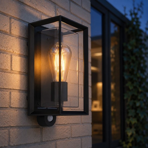 AußEnwandlampe Fassadenleuchte HaustüRlampe Bewegungsmelder Schwarz Led H 28 Cm-image