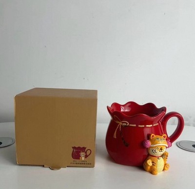 Starbucks Lucky Tiger Red Money Bag Ceramic Mug 414ml - Collectible Zodiac Cup
