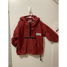 Vintage Walt Disney Jacket Windbreaker Youth Small Mickey Red 1/2 Zip Hooded