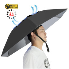 NEW-Vi Fishing Umbrella Hat Folding Adjustable Sun 37.4 inches, Black-Blue