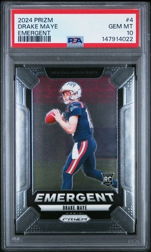 147914022 Drake Maye 2024 Panini Prizm #4 Emergent Rookie RC PSA 10