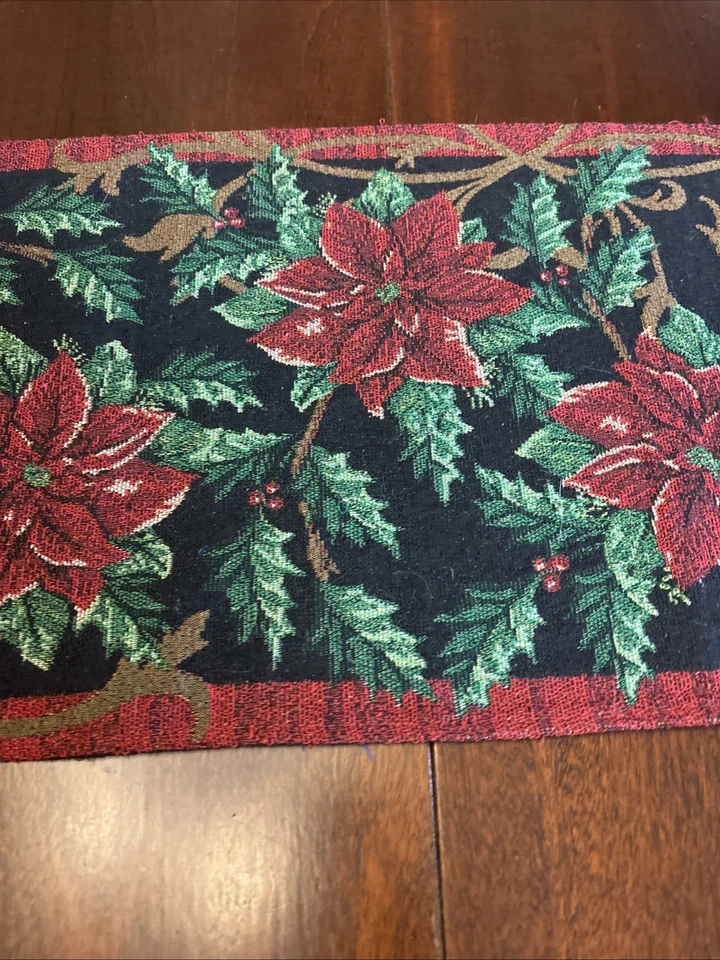 Decorative Christmas Cardinal Design Tapestry 13" X 68" Table Runner - Image 3 of 4