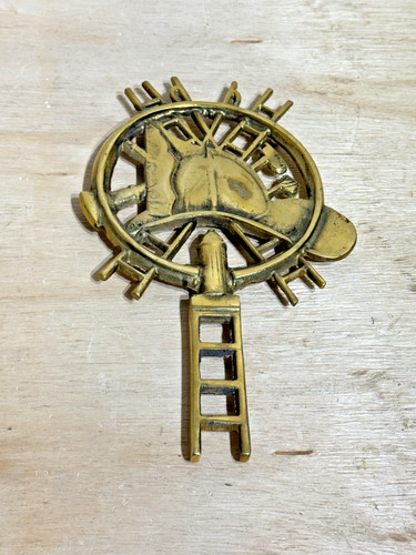 Vintage Antique Brass DOOR PLAQUE | Fire Department | Wall Plate | Fire Truck