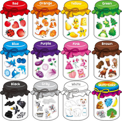 12 Pieces Magnetic Color Sorting Toys, 60 Color Magnets Educational Refrigerator