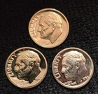 Lot of 3 US Roosevelt 1961 62 63 90% Silver Dimes Very High Quality Uncirculated