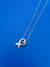 Tiffany and Co. Loving Heart Pendant Necklace Silver Used Authentic R1155