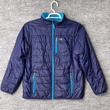 LL Bean Reversible Jacket Blue Fleece Quilted Insulated Girls Youth Size XL