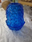 Fenton Blue Hobnail Pressed Glass Fairy Lamp Candle Holder