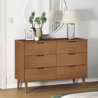Schubladenschrank Massivholz Kiefer Braun Molde 113X40X80 Cm