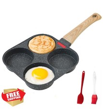 HUPECHAM 4-Cup Egg Pan Nonstick Granite Breakfast Skillet Induction Gas