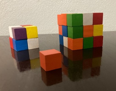 36 One-inch wooden blocks painted math manipulatives and crafts & mobile making