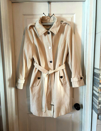 Michael Kors Women’s Beige formal Coat 2XL Belted Button Mid-Length