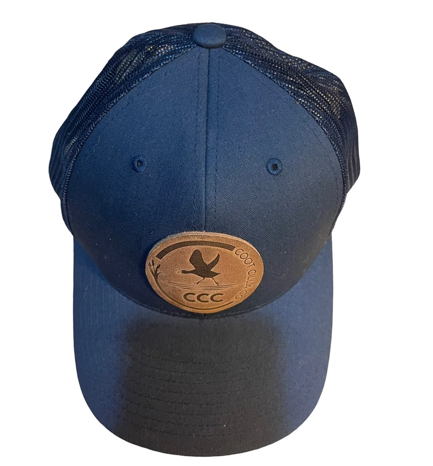 Coot Villa Co Mesh Hat Cap Dark Gray With Brown Leather Patch Logo - Yupoong - Image 4 of 4