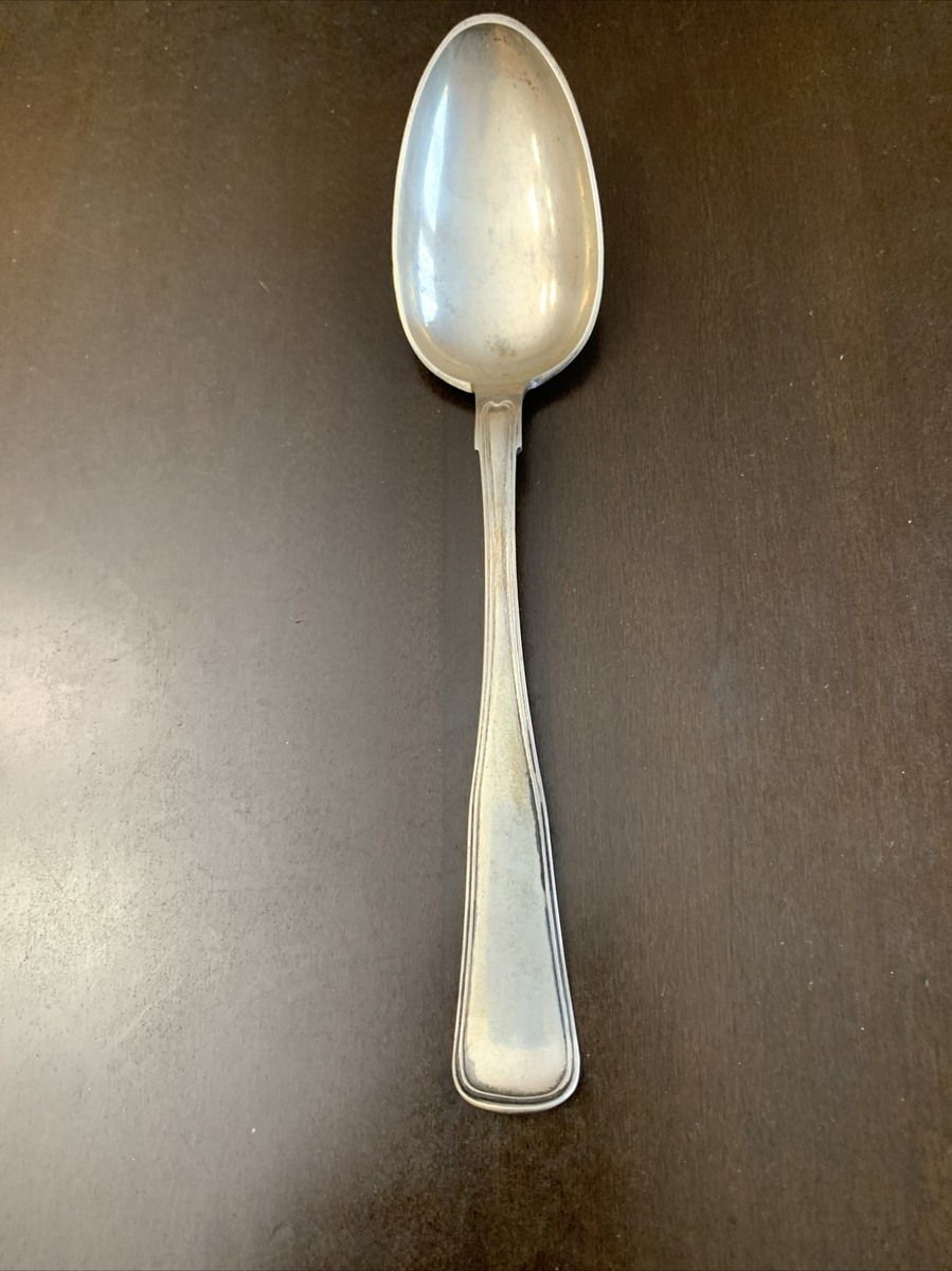 Antique 1800s Silver Serving Spoon Marked 13 1/4 And Is 8 1