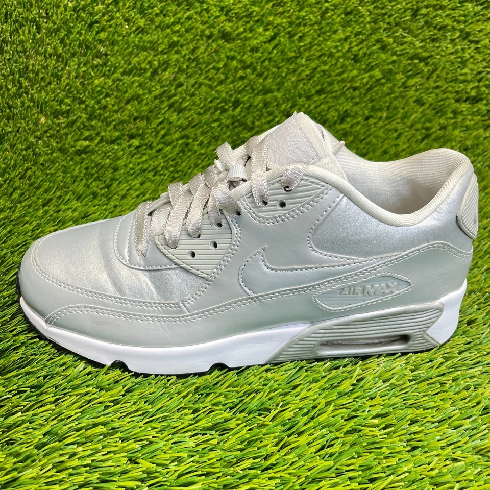 Nike Air Max 90 SE Niños Talla 7Y Plateado Blanco Informal Cuero Zapatos Tenis Foto 3 de 4