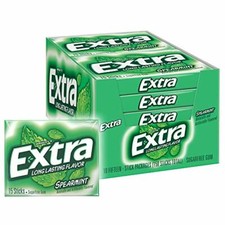EXTRA Spearmint Sugarfree Chewing Gum, 15 Pieces Pack of 10 