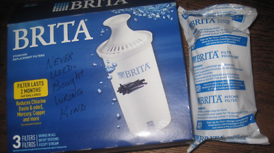 NEW-3 Pack Brita Water Pitcher Standard Replacement Filters Genuine IN BOX-#0B03
