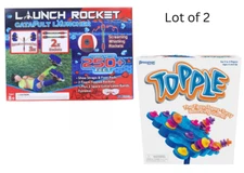 FunWares Launch Rocket Catapult Launcher 250+ Ft & Original Topple Game Set of 2