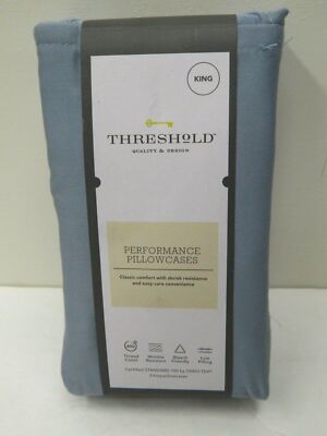 Threshold Performance King Size Pillowcases Solid 400 TC LT Indigo Blue