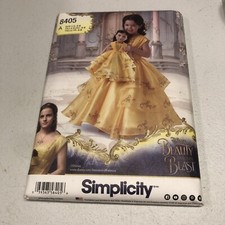 Simplicity Sewing Pattern 8405 Disney Beauty and Beast Child Doll Dress Uncut