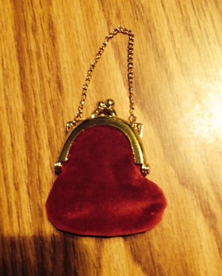 American Girl Samantha's Purse New Burgundy Meet BeForever Gold Chain