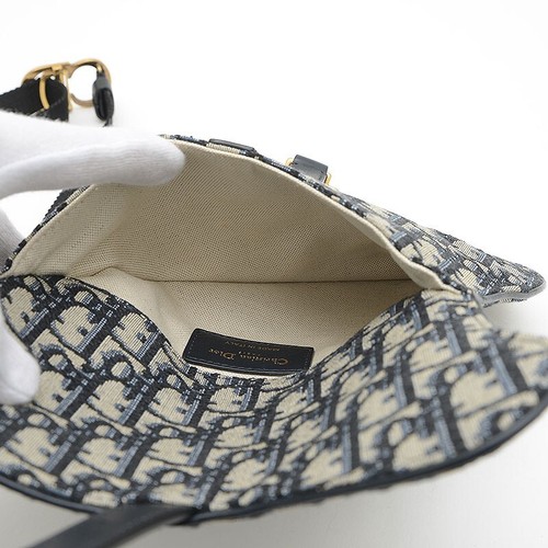 Dior Oblique Saddle Waist Bag Without Gusset Jacquard Navy Beige Authentic - 第 3/7 張圖片