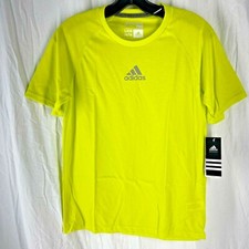 Adidas Neon Yellow Green Climalite Short Sleeve T-Shirt Size Youth Large