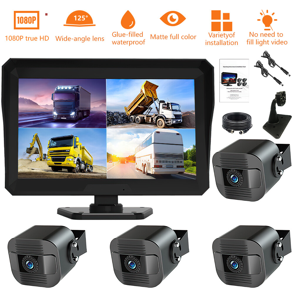 Backup Camera with 10.1 Inch Touch Screen Monitor, 4 AHD 1080P Backup Camera