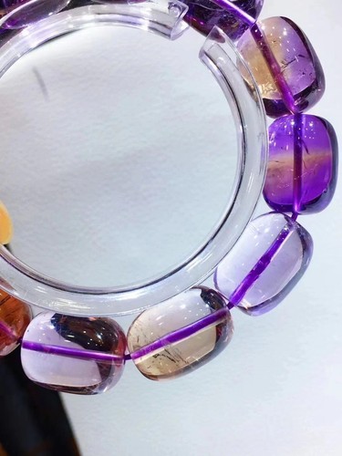 17.6*12.8mm Natural Amecitrine Gemstone Round Beads Bracelet AAAA - Picture 5 of 6