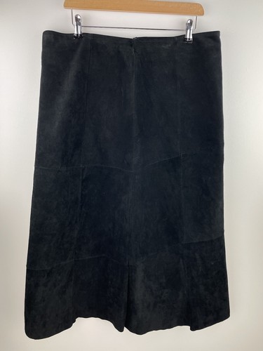 Montana Co Genuine leather Suede maxi Skirt In Black size XL/UK14 - Foto 2 di 6