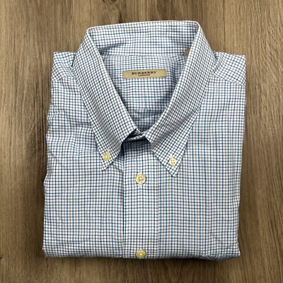 Burberry London Long Sleeve Button Up Shirt Mens Size XL Xtra Large Blue  White