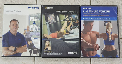 Total Gym DVD Lot 3 Beginner Program Gravity Pilates 6 to 8 Minute Workout