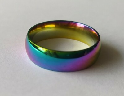   Regenbogen Ring 6mm Edelstahl Gr.17-21 Rainbow Multicolor Pangolin Rettung 