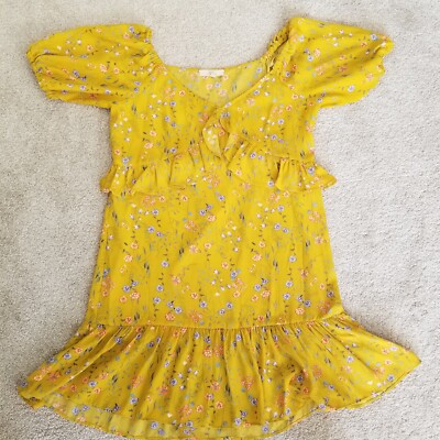 Chelsea Violet Yellow Floral Dress Women's Size Small Puff