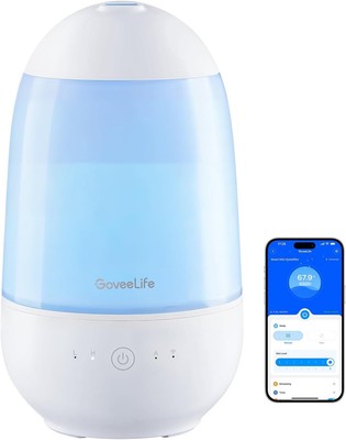 GoveeLife Smart Mini Humidifier for Baby Nursery, Top Fill Cool Mist White 