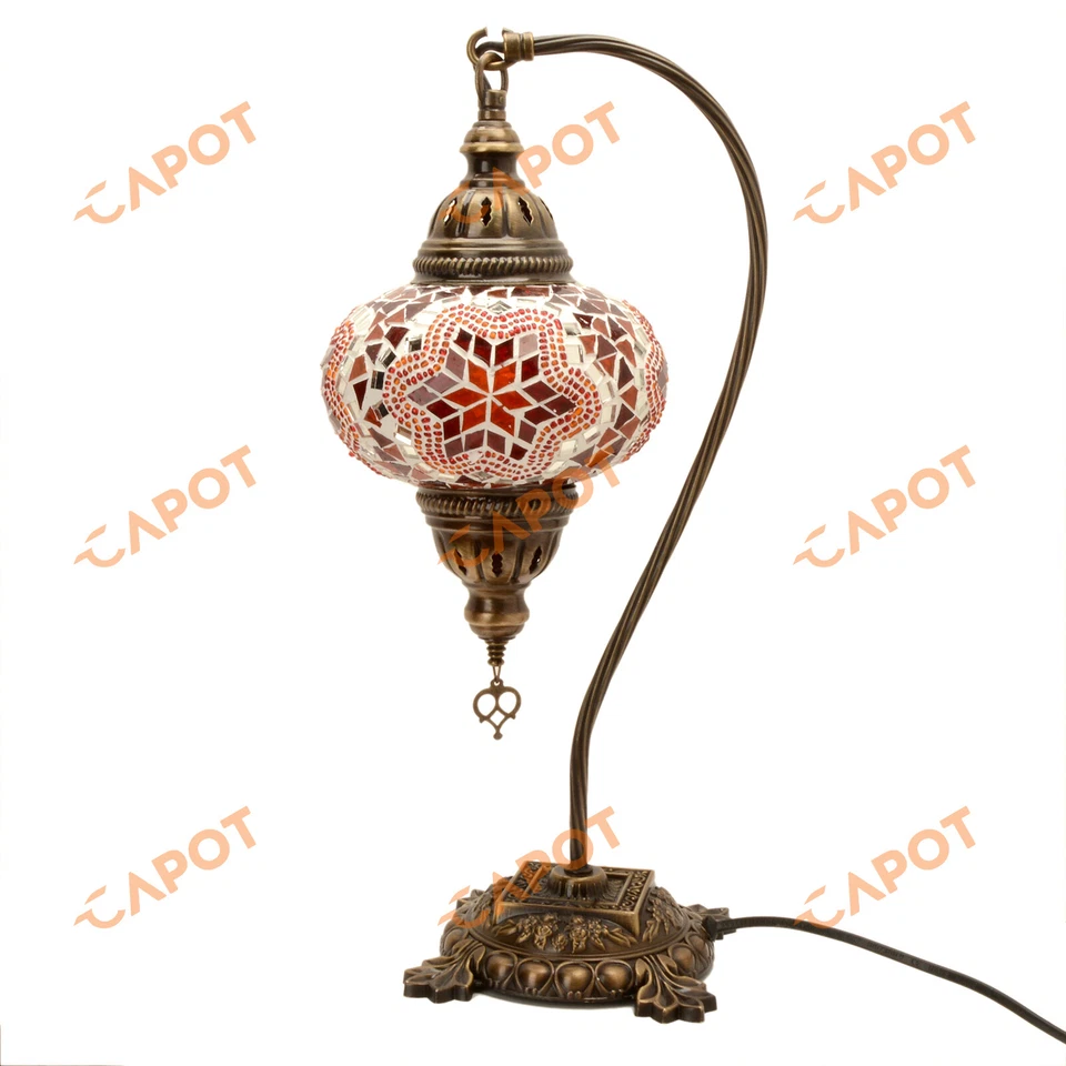 Lampe mosaïque turque marocaine fabriquée à la main Tiffany lampe de bureau - Photo 3/4